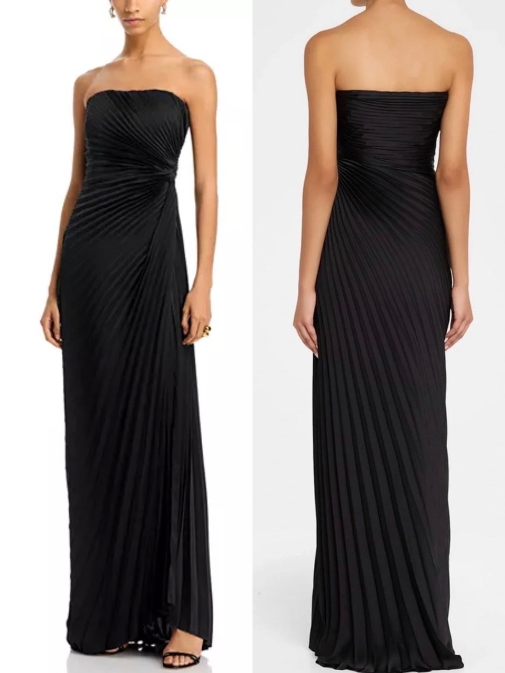 A.L.C. Layla Black Pleated Strapless Maxi Gown Dress Size 4 NWT $695 Timeless